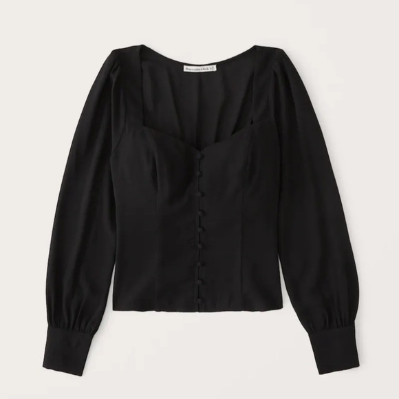 Abercrombie & Fitch Long sleeve button through v neck top - size m - Picture 1 of 4